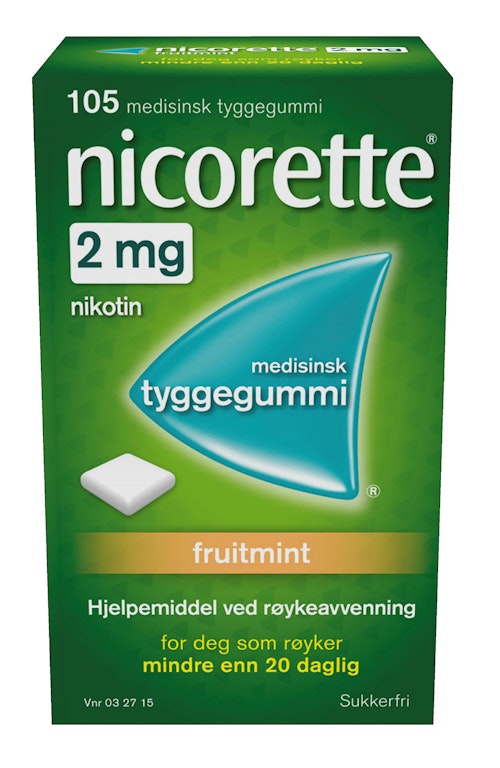 Bilde: © Nicorette / Oda Nicorette Nicorette Tyggegummi Fruitmint 2mg, 105 stk