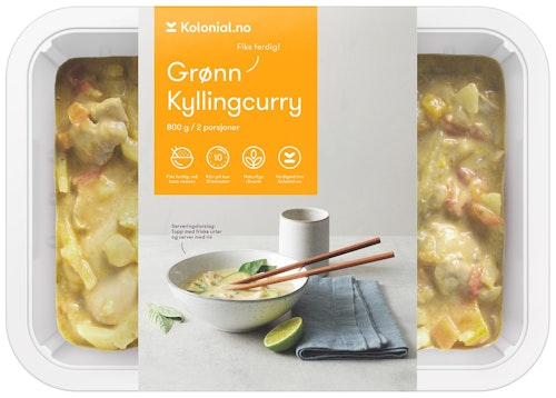 Bilde: © Gastro Kitchen / Kolonial.no Gastro Kitchen Kylling GrønnCurry Fiks ferdig, 2 Porsjoner, 800 g