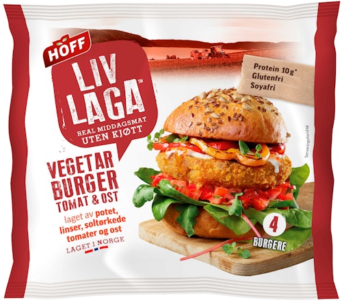 Bilde: © Hoff / Kolonial.no Hoff Vegetarburger med Ost 4 stk, 500 g