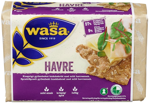 Bilde: © Wasa / Kolonial.no Wasa Knekkebrød Havre 280 g