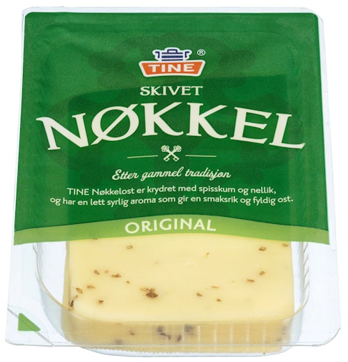 Bilde: © Tine / Kolonial.no Tine Nøkkelost 27% Skivet, 150 g