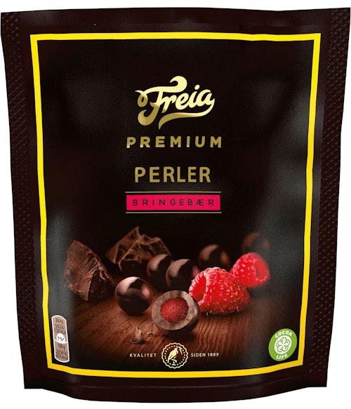 Bilde: © Freia / Kolonial.no Freia Premium Perler Bringebær 120 g