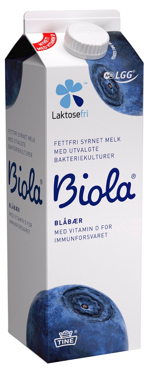 Bilde: © Tine / Kolonial.no Tine Biola Blåbærdrikk Laktosefri, 1 l