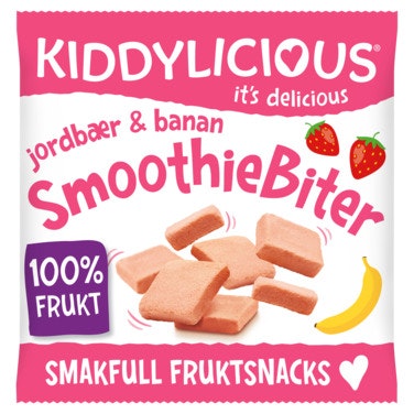Kiddylicious Jordbær & Banan Smoothie Biter Fra 12 mnd, 6 g