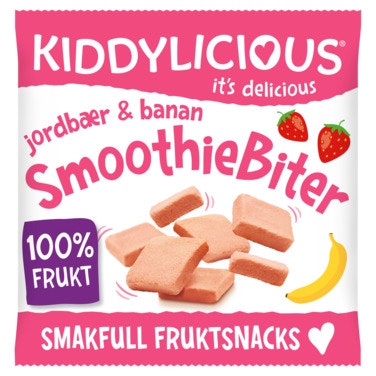 Bilde: © Kiddylicious / Oda Kiddylicious Smoothiebiter med Jordbær & Banan Fra 12 mnd