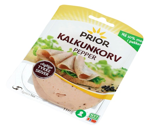 Bilde: © Prior / Kolonial.no Prior Kalkunkorv med Pepper Skivet, 110 g