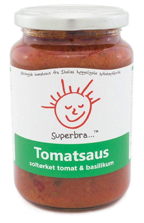 Superbra Tomatsaus Soltørket tomat og basilikum, 350 g