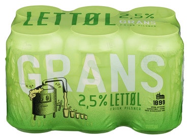 Grans Bryggeri Grans Lettøl 6 x 0,33l, 1,92 l