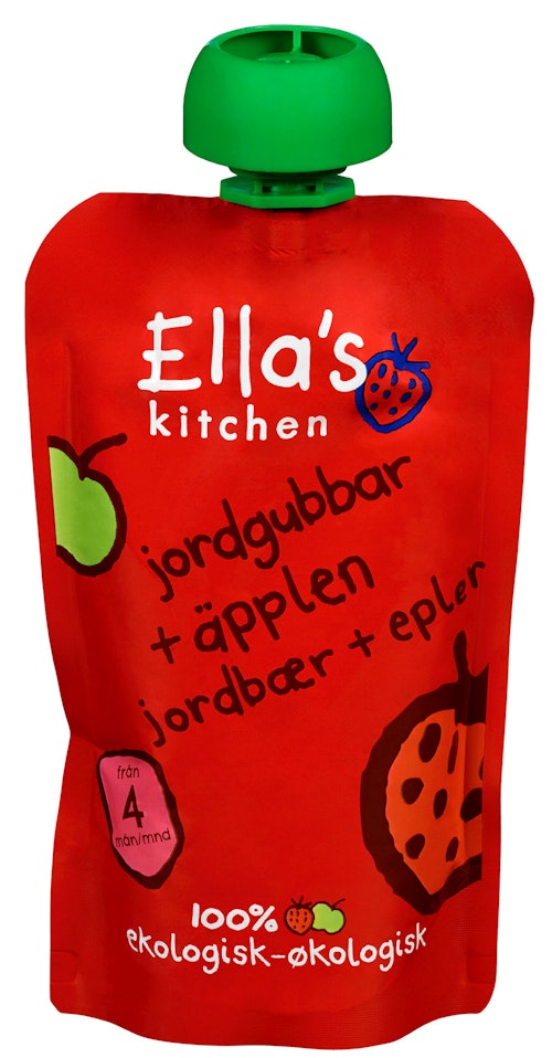 Bilde: © Ella's Kitchen / Oda Ella's Kitchen Jordbær + Eple Fra 4 mnd, 120 g
