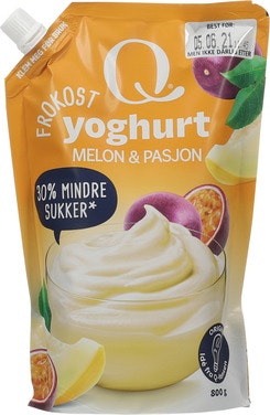 Bilde: © Q-meieriene / Oda Q-meieriene Q Frokostyoghurt Melon & Pasjonsfrukt Pose, 800 g