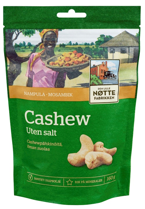 Bilde: © Den Lille Nøttefabrikken / Kolonial.no Den Lille Nøttefabrikken Cashew Mosambik 160 g