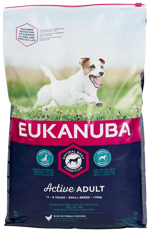 Bilde: © Eukanuba / Kolonial.no Eukanuba Active Adult Small Breed Rich In Fresh Chicken, 12 kg