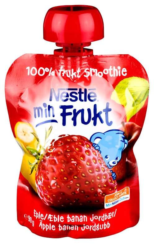Bilde: © Nestlé / Kolonial.no Nestlé Min Frukt Eple, Banan&Jordbær Smoothie, 90 g