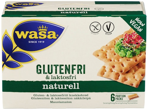 Bilde: © Wasa / Kolonial.no Wasa Knekkebrød Naturell Gluten- og laktosefritt, 240 g