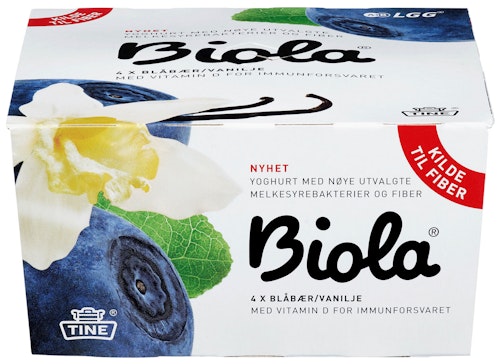 Biola Yoghurt Blåbær og Vanilje 4 stk