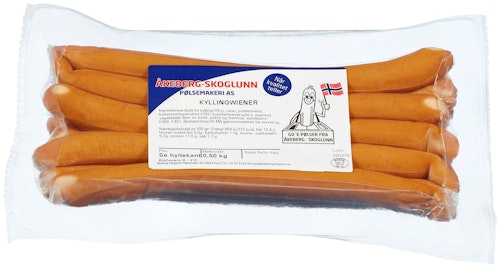 Bilde: © Åkeberg & Skoglunn / Oda Åkeberg & Skoglunn Kylling Wiener 8 Stk, 500 g