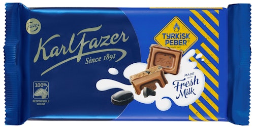 Bilde: © Fazer / Kolonial.no Fazer Tyrkisk Peber Sjokoladeplate 145 g