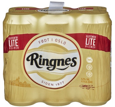Bilde: © Ringnes / Oda Ringnes Ringnes Lite Glutenfri, 6 x 0,5l, 3 l