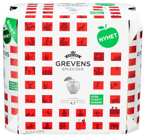Bilde: © Grevens / Kolonial.no Grevens Grevens Eplecider Uten Sukker 6 x 0,5l, 3 l