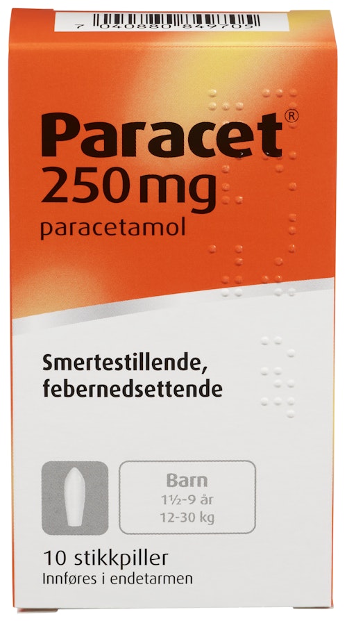 Bilde: © Weifa / Oda Weifa Paracet Stikkpille 1,5-9 år, 250mg