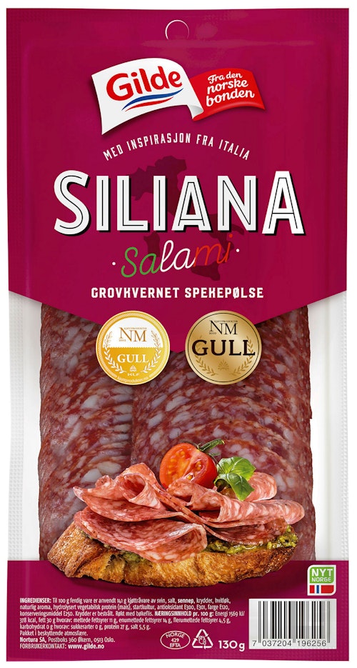 Bilde: © Gilde / Kolonial.no Gilde Salami Siliana Skivet 130 g