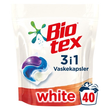 Biotex Bio-tex 3-i-1 kapsler White, 40 stk