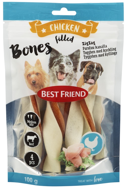 Bilde: © Best Friend / Oda Best Friend Bones Zigzag 12cm 4 stk tyggeben