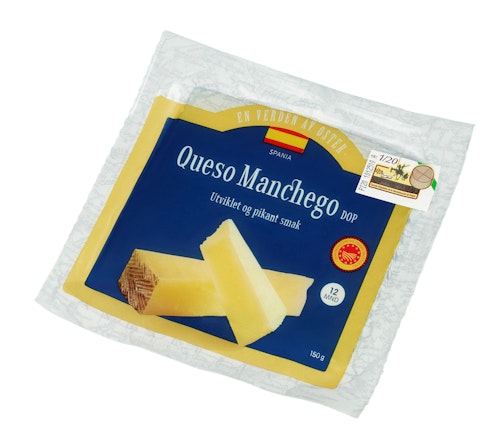 Bilde: © REMA 1000 / Kolonial.no REMA 1000 Manchego DOP Lagret 6 mnd, 150 g