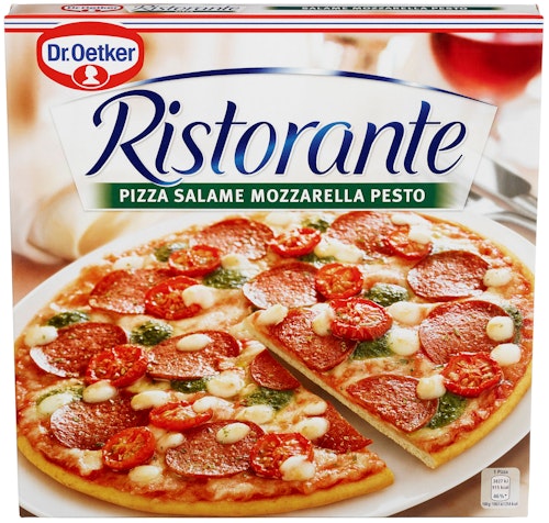 Bilde: © Dr. Oetker / Kolonial.no Dr. Oetker Pizza Ristorante Salame Mozzarella Pesto 360 g