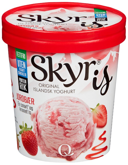 Bilde: © Q-meieriene / Kolonial.no Q-meieriene Q Skyr Is Jordbær 0,5 l