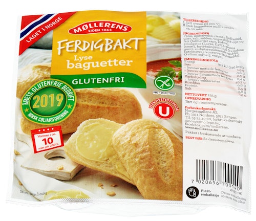 Bilde: © Møllerens / Oda Møllerens Ferdigbakt Lyse Baguetter Glutenfri 225 g