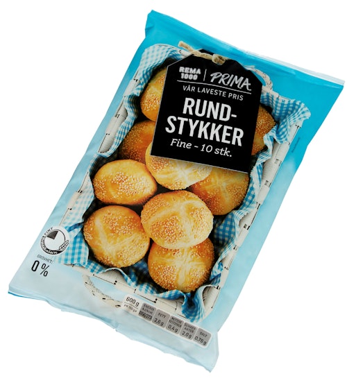 Bilde: © REMA 1000 / Kolonial.no REMA 1000 Prima Rundstykker 10 x 60g, 600 g