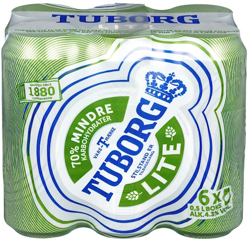 Bilde: © Tuborg / Kolonial.no Tuborg Tuborg Lite 6 x 0,5l, 3 l