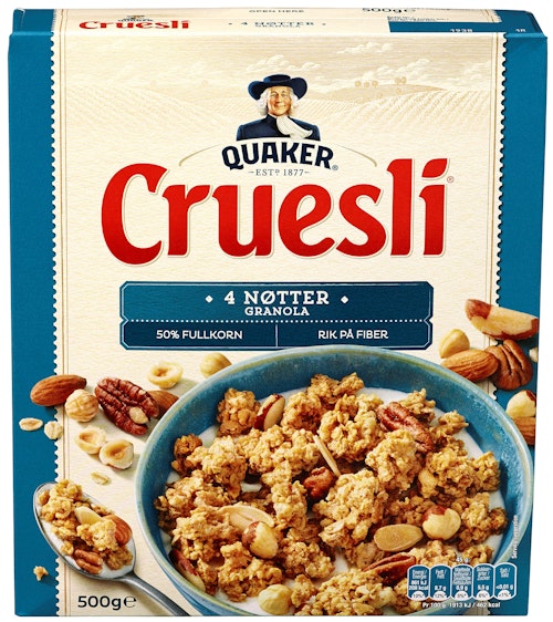 Bilde: © Quaker / Kolonial.no Quaker Crusli 4 Nøtter 500 g
