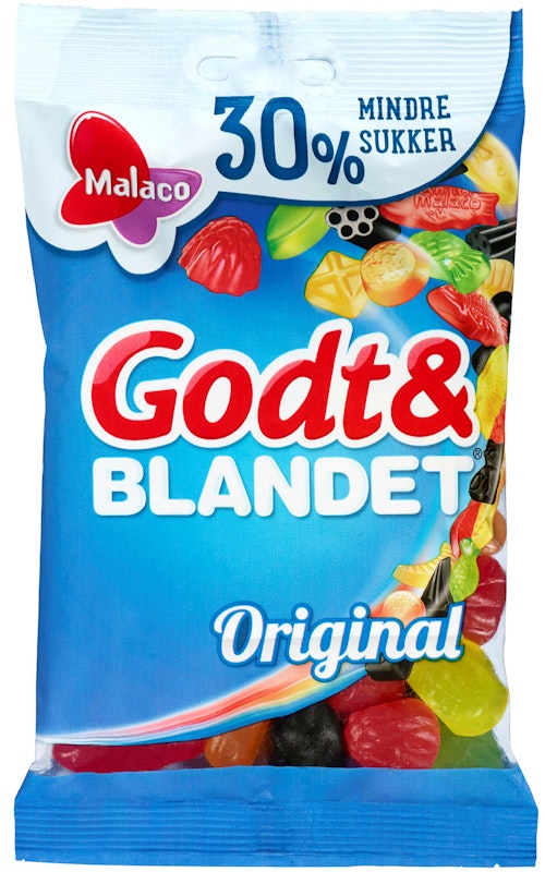 Bilde: © Malaco / Oda Malaco Godt & Blandet Original 30 % Mindre Sukker, 140 g