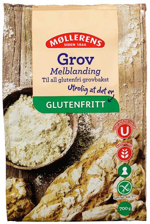 Bilde: © Møllerens / Kolonial.no Møllerens Grov Melblanding Glutenfri, 700 g