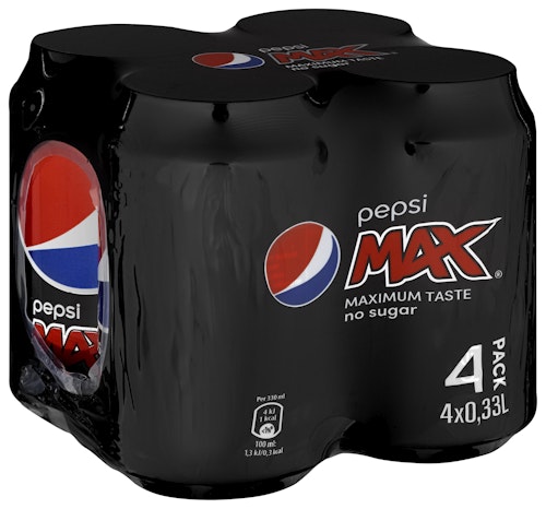 Bilde: © PepsiCo / Kolonial.no PepsiCo Pepsi Max 4 x 0,33l, 1,32 l