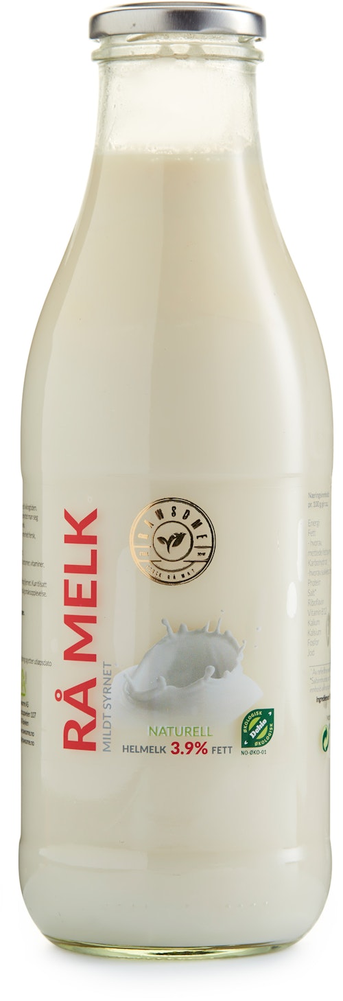 Bilde: © Rawsome / Kolonial.no Rawsome Rå Melk Mildt Syrnet 3.9% Naturell, 1 l
