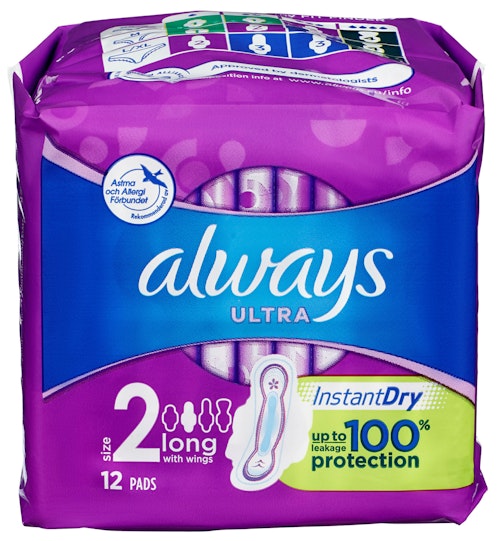 Bilde: © Always / Kolonial.no Always Bind Ultra Long+ Med Vinger 12 stk