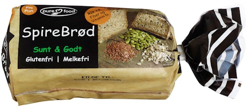 Bilde: © Pure Food / Kolonial.no Pure Food Spire Brød Skåret, Glutenfri, Fryst, 500 g