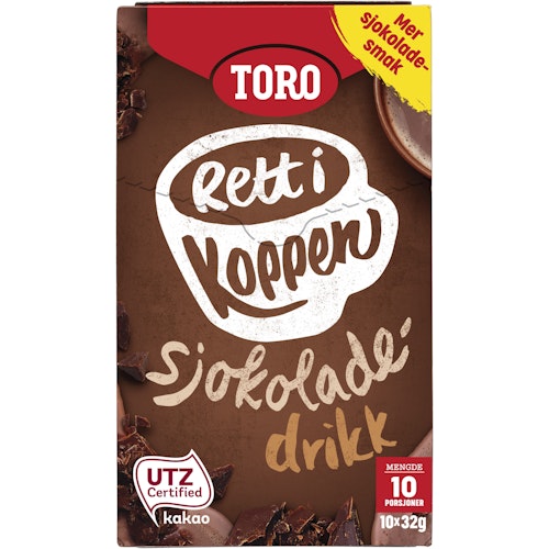 Bilde: © Toro / Oda Toro Sjokoladedrikk, Rett i Koppen 10 poser, 10 stk