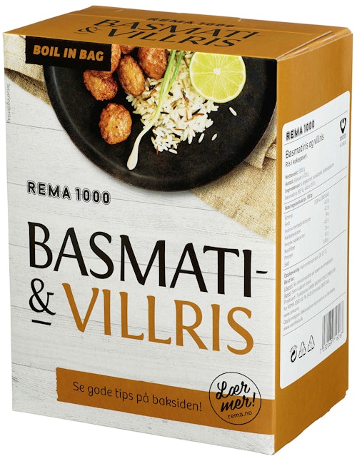 Bilde: © REMA 1000 / Oda REMA 1000 Basmatiris Villris 8 x 125g, Boil-in-bag, 1 kg