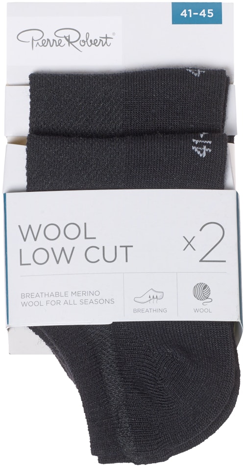 Bilde: © Pierre Robert / Kolonial.no Pierre Robert Wool Low Cut Sokker Black, str. 41-45, 2 par