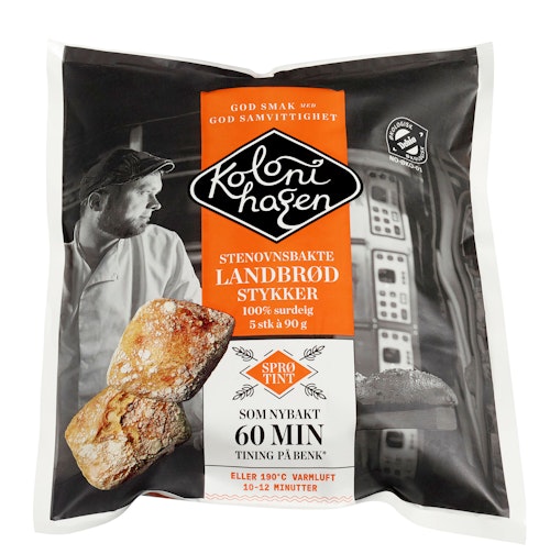 Bilde: © Kolonihagen / Kolonial.no Kolonihagen Landbrødstykker 100% surdeig, 5 stk, 450 g