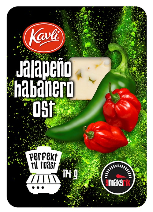 Bilde: © Kavli / Kolonial.no Kavli Jalapeno og Habanero Ost Skivet, 114 g
