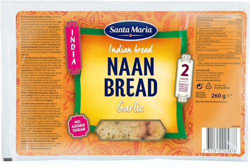 Bilde: © Santa Maria / Kolonial.no Santa Maria Naan Bread Garlic 260 g