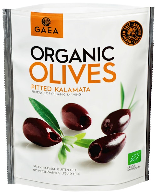 Bilde: © Gaea / Kolonial.no Gaea Organic Olives Pitted Kalamata Økologisk, 150 g