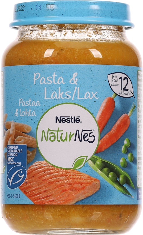Bilde: © Nestlé / Kolonial.no Nestlé Naturnes Pasta med Laks Fra 12 mnd, 190 g