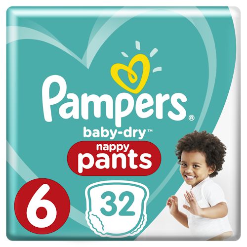 Bilde: © Pampers / Kolonial.no Pampers Pampers Bleie Baby Dry Pants Str.6 15+kg, 32 stk