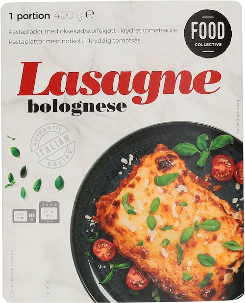 Bilde: © Food Collective / Kolonial.no Food Collective Lasagne Bolognese 400 g